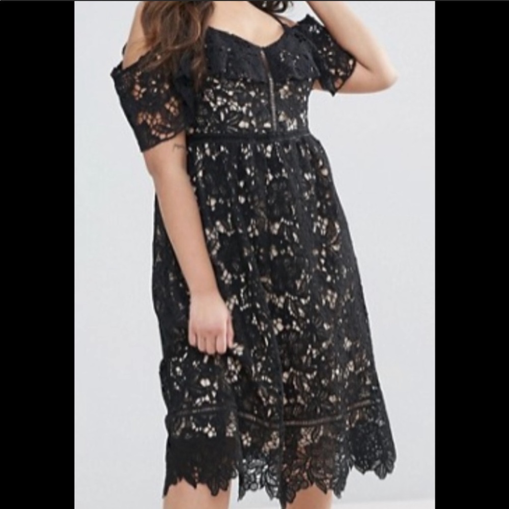 ASOS Cold Shoulder Lace Midi Dress